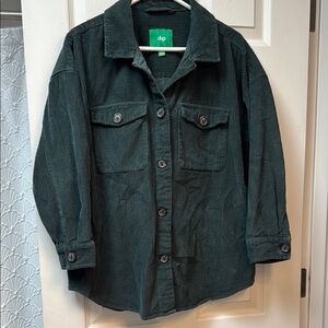 Women’s Corduroy oversize button up shirt, - Green medium